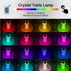 Crystal Diamond Lamp 16 Colors Changing with Remote Control USB Rechargeable Rose Light | Fancy Table Lamp