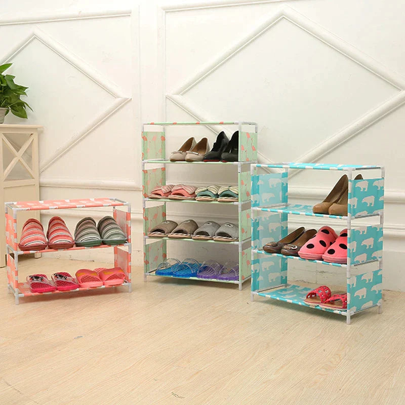 5 Layers Multifunctional Shoes Rack-Simple Dust Proof Assembly Fabric Dormitory Shoes Rack