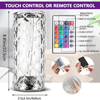 Crystal Diamond Lamp 16 Colors Changing with Remote Control USB Rechargeable Rose Light | Fancy Table Lamp