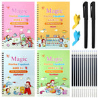(pack of 4) Magic Practice Copybook for Kids, Children Reusable Handwriting Practice Copy Books for Preschools Magic Workbook Letter Writing Book