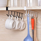 (Pack of 2) 6 Hooks Metal hanger, Storage Shelf Wardrobe Cabinet Metal Under Shelves Mug Cup Hanger Kitchen Organizer Rack Holder