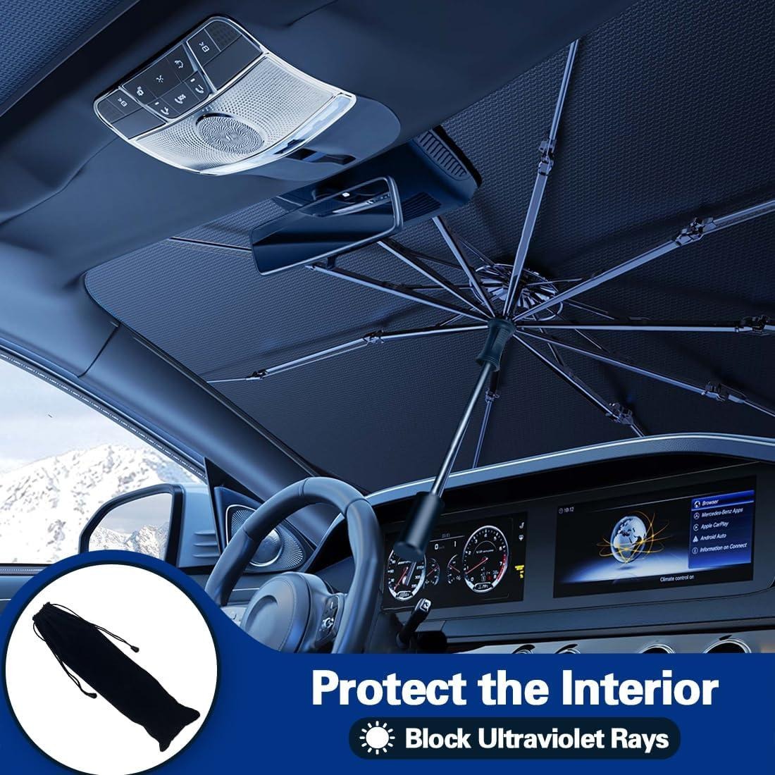 Foldable Car Sun Shade Umbrella – UV Protection Windshield Cover ☀️🚗