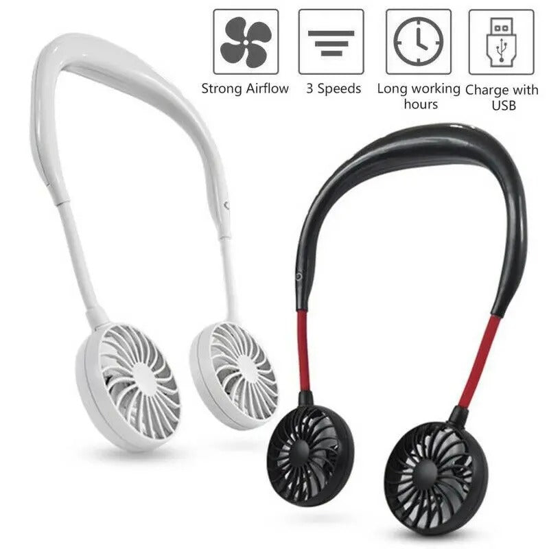 Neck Fan Adjustment Fan Hands-free Hanging Rechargeable Mini Sports Fans 3 Gears Wearable Sport Fan – Random Color