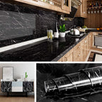 (Pack of 5) Self Adhesive Black  Marble Sheet for Kitchen / Waterproof Anti Oil & Heat Resistant Wallpaper Sheet (2 Feet x 6.5 feet)